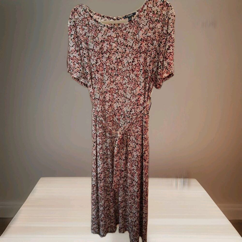 Ralph Lauren Chaps floral dress with flowers short sleeves midi size 3XL Mauve